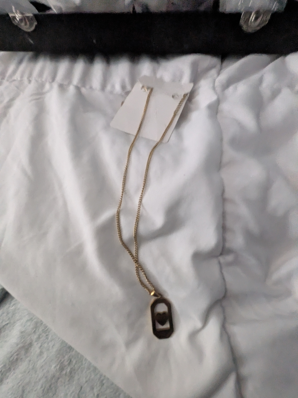 2 Pc Stainless Steel Gold Tone Heart Pendant Necklace And Earrings